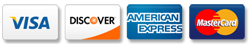 visa mastercard american express and discover are all accepted