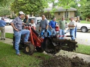 a trenching party in North Richland Hills